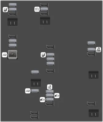 Opel Zafira C Tourer 2012-2018 – schemat skrzynki bezpieczników w bagażniku Opel Zafira C Tourer 2012-2018 - schemat skrzynki bezpieczników po lewej stronie bagażnika