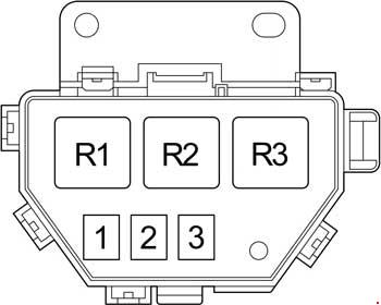 Toyota Land Cruiser Prado J120 - Skrzynka przekaźników dodatkowego ogrzewania PTC Toyota Land Cruiser Prado J120 2002-2009 - skrzynka przekaźników dodatkowego ogrzewania ptc, schemat i oznaczenia