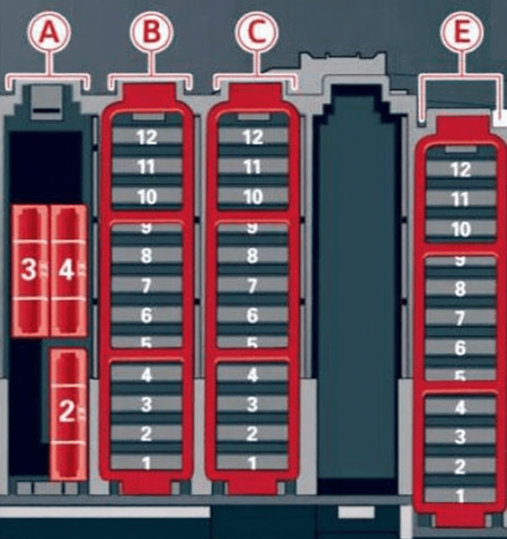 Audi A5 8T 2013-2016 - skrzynka bagażnika, sekcje A, B, C, E Audi A5 8T 2013-2016 - skrzynka bagażnika, sekcje A, B, C, E