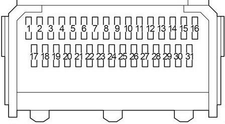 Toyota Ractis P100 - schemat panelu kabinowego Toyota Ractis P100 2005-2010 - schemat skrzynki bezpieczników kabiny 1-31