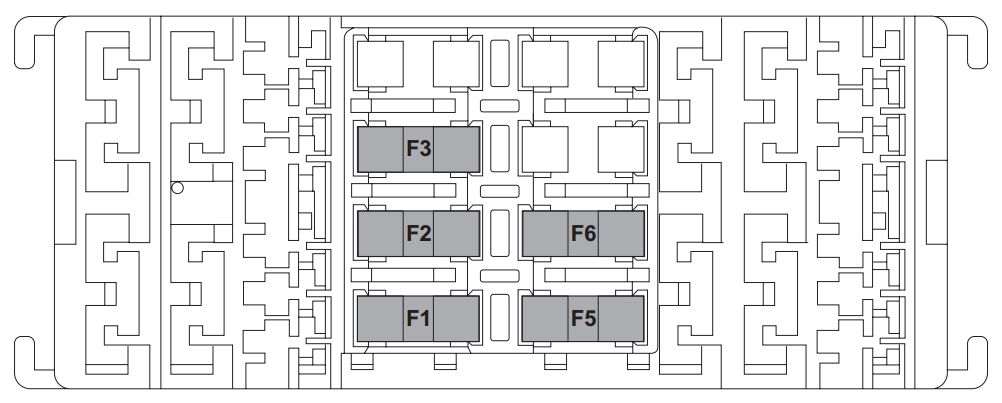 Fiat 500L 2012-2022 - techniczny schemat skrzynki bezpiecznikow w bagazniku