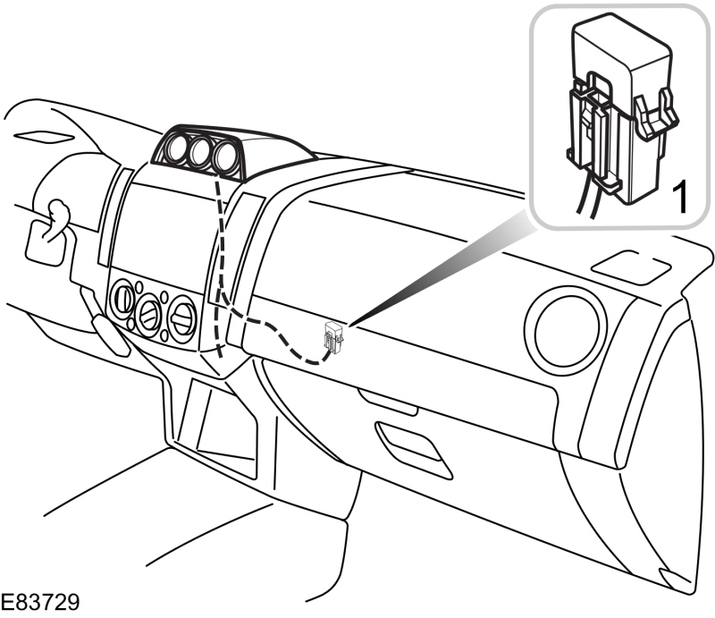 Ford Ranger Mk2 - inclinometer and compass fuse Diagram showing the 2 A inclinometer and compass fuse behind the passenger glove box in the Ford Ranger Mk2