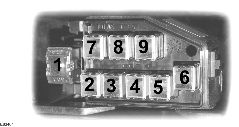 Ford Ranger Mk2 - additional engine-compartment fuse box Factory diagram of the 2006-2011 Ford Ranger Mk2 additional engine-compartment fuse box with positions 1-9