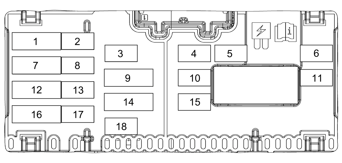 Ford Puma II 2020-2021 panel bezpieczników w kabinie Ford Puma II 2020-2021 schemat panelu bezpieczników w kabinie