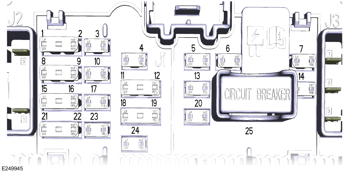 Ford Transit Connect 2020 panel bezpieczników w kabinie Ford Transit Connect 2020 schemat panelu bezpieczników w kabinie
