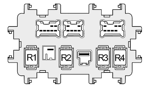 Nissan Altima L33 2013-2018 - przekaźniki panelu kabinowego Nissan Altima L33 2013-2018 - techniczny schemat przekaźników w kabinie